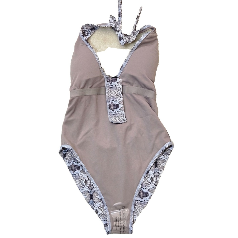 Rachel Rachel Roy Snakeprint 1 Piece Swimsuit Women's XS Boho Grey/Taupe NWT - Picture 8 of 11
